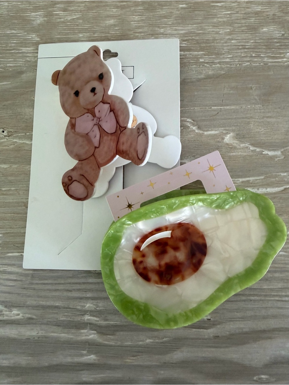 NWT Bear and Avocado Hair Clips